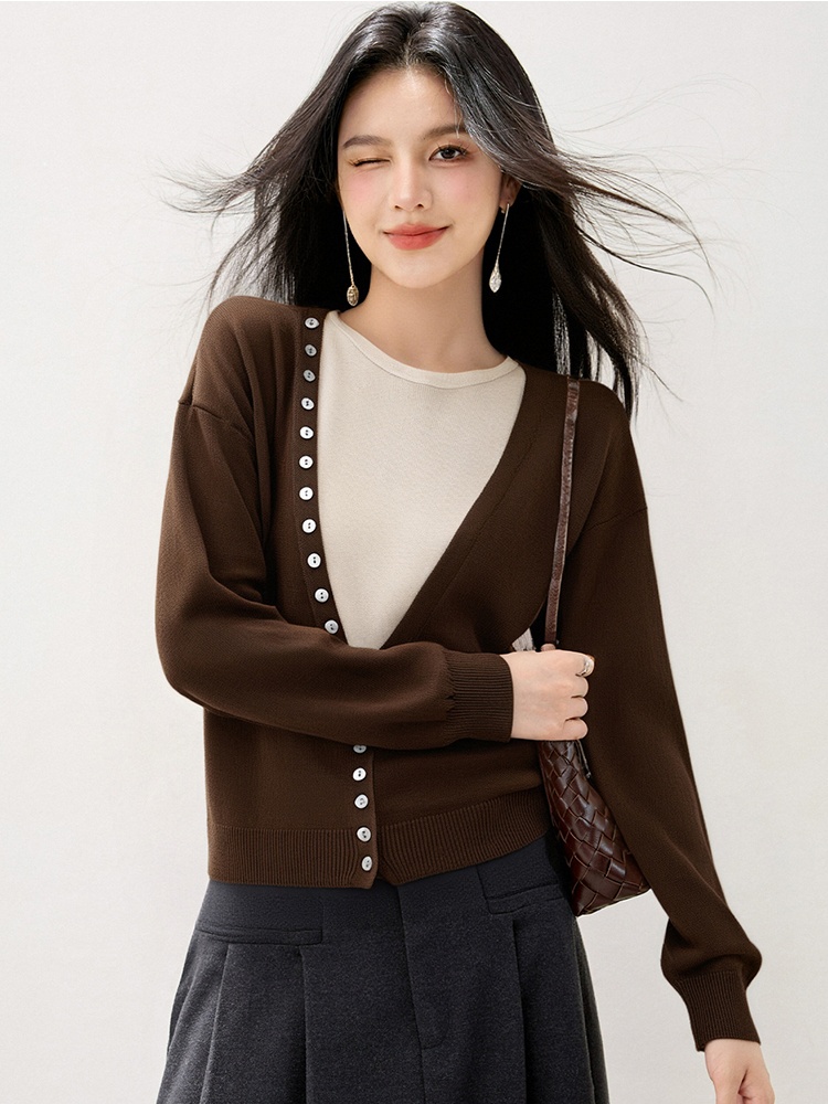 Mixed colors sleeveless coat bottoming cardigan 2pcs set