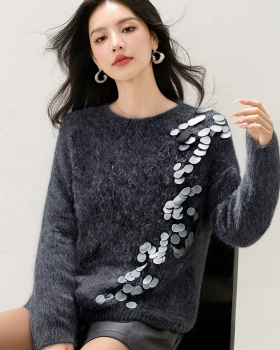 Sequins lazy gray autumn and winter sweater