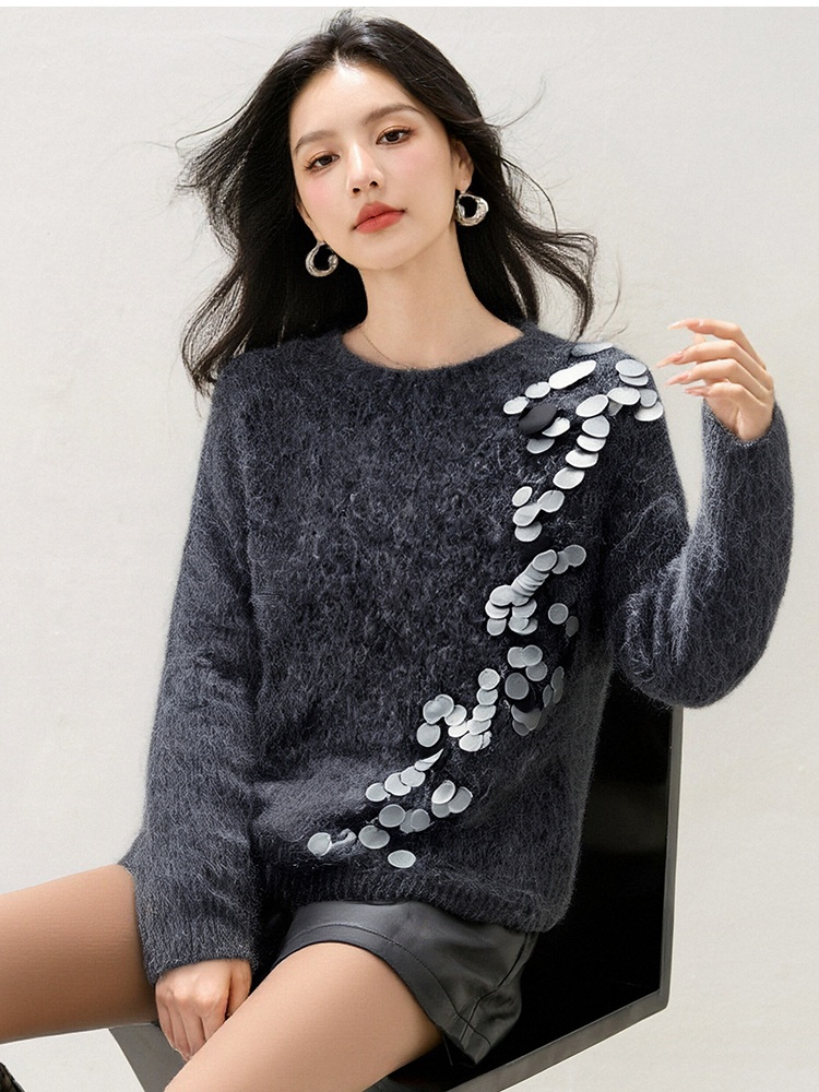 Sequins lazy gray autumn and winter sweater