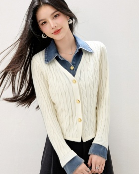 All-match long sleeve Pseudo-two sweater