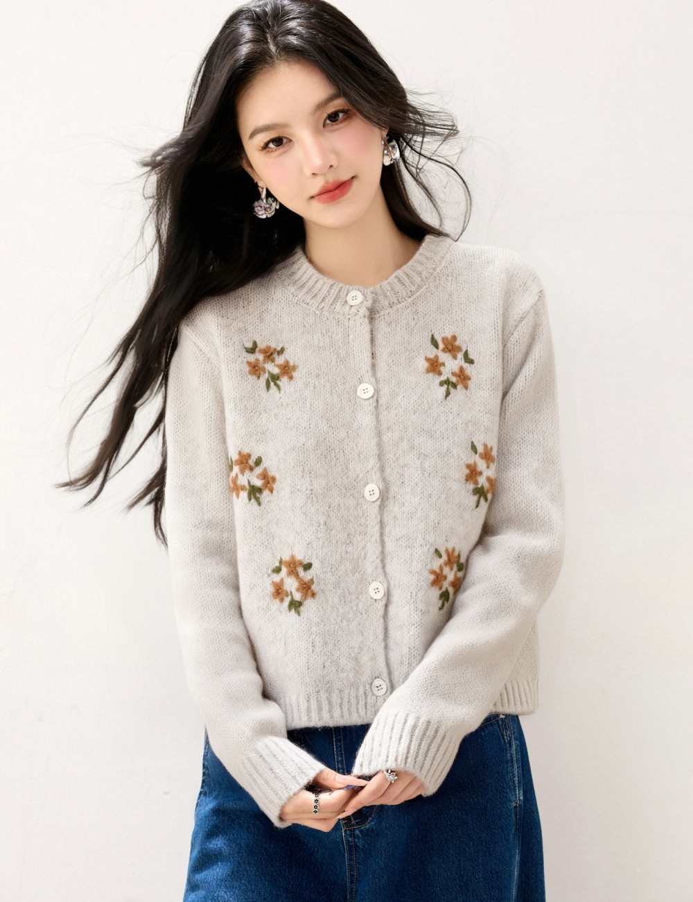 Embroidered tops Korean style coat for women