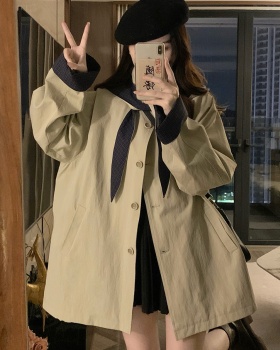 Long Casual windbreaker cstand collar autumn coat for women