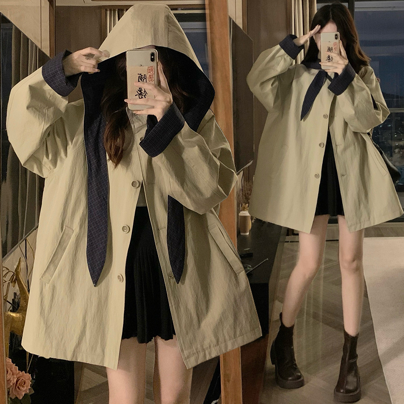 Long Casual windbreaker cstand collar autumn coat for women