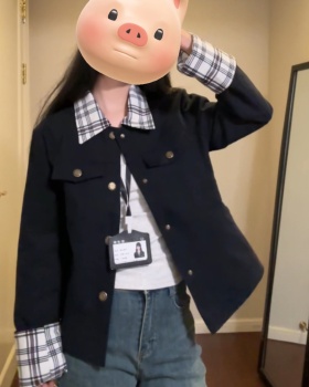 Splice plaid coat Casual jacket for women