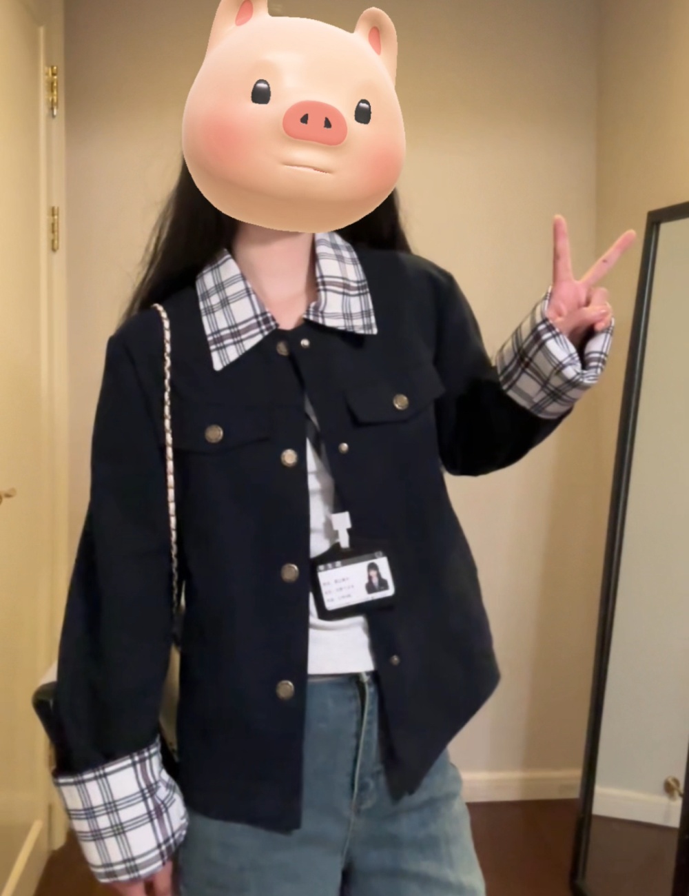 Splice plaid coat Casual jacket for women