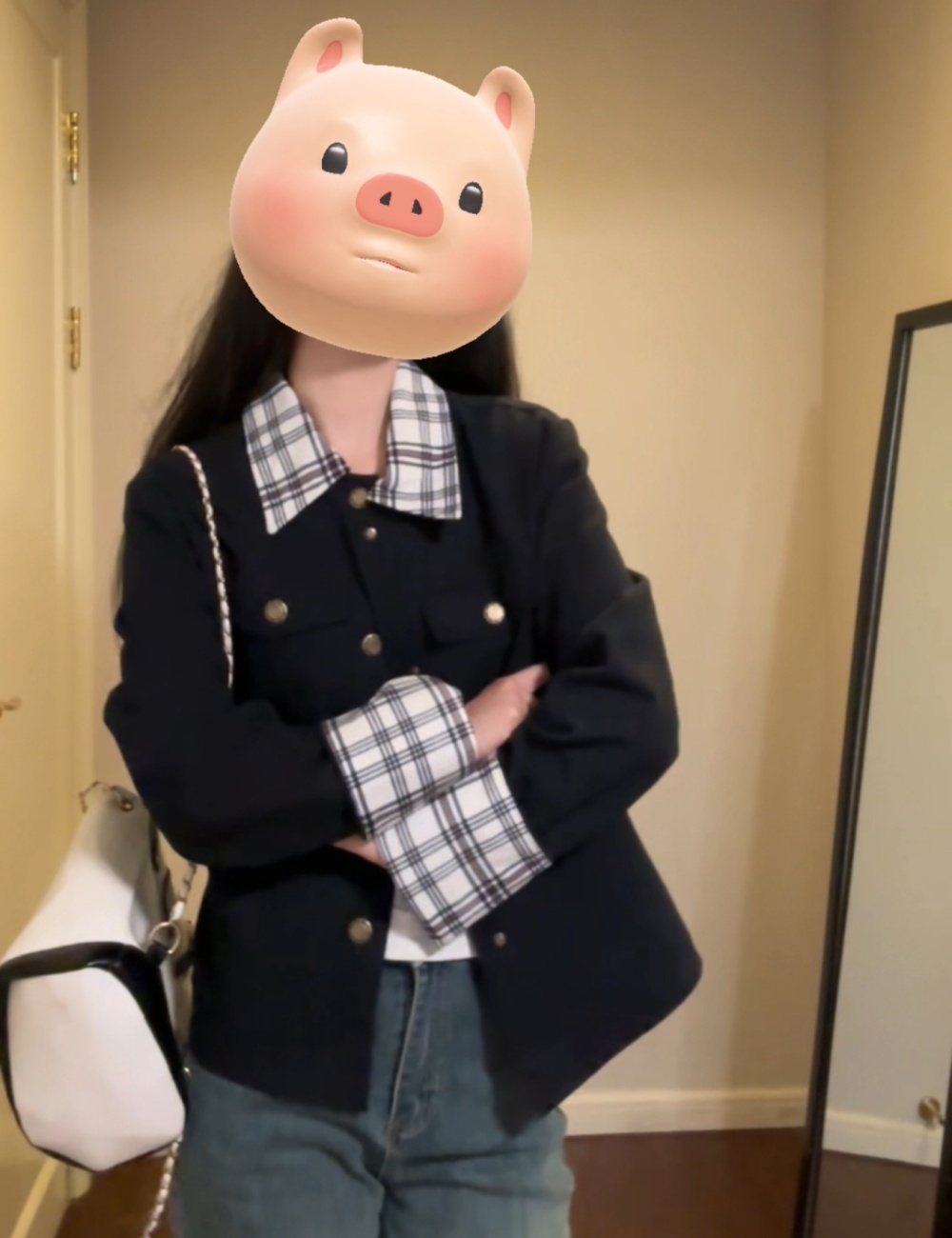 Splice plaid coat Casual jacket for women