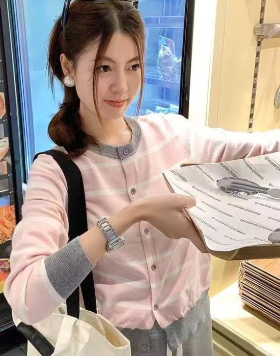 Stripe Korean style coat knitted autumn cardigan for women