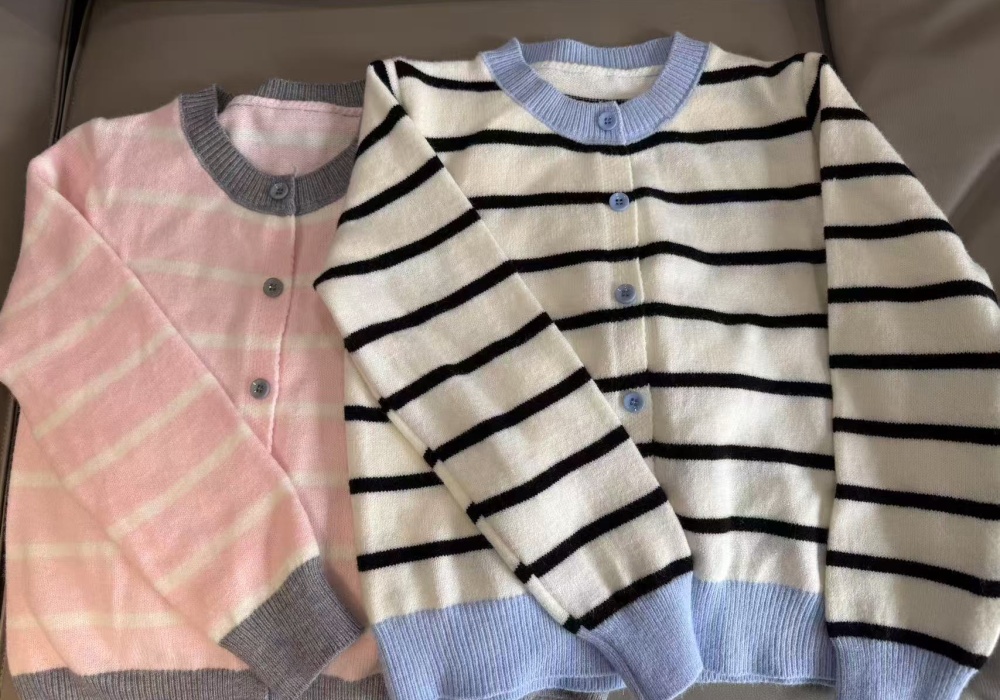 Stripe Korean style coat knitted autumn cardigan for women