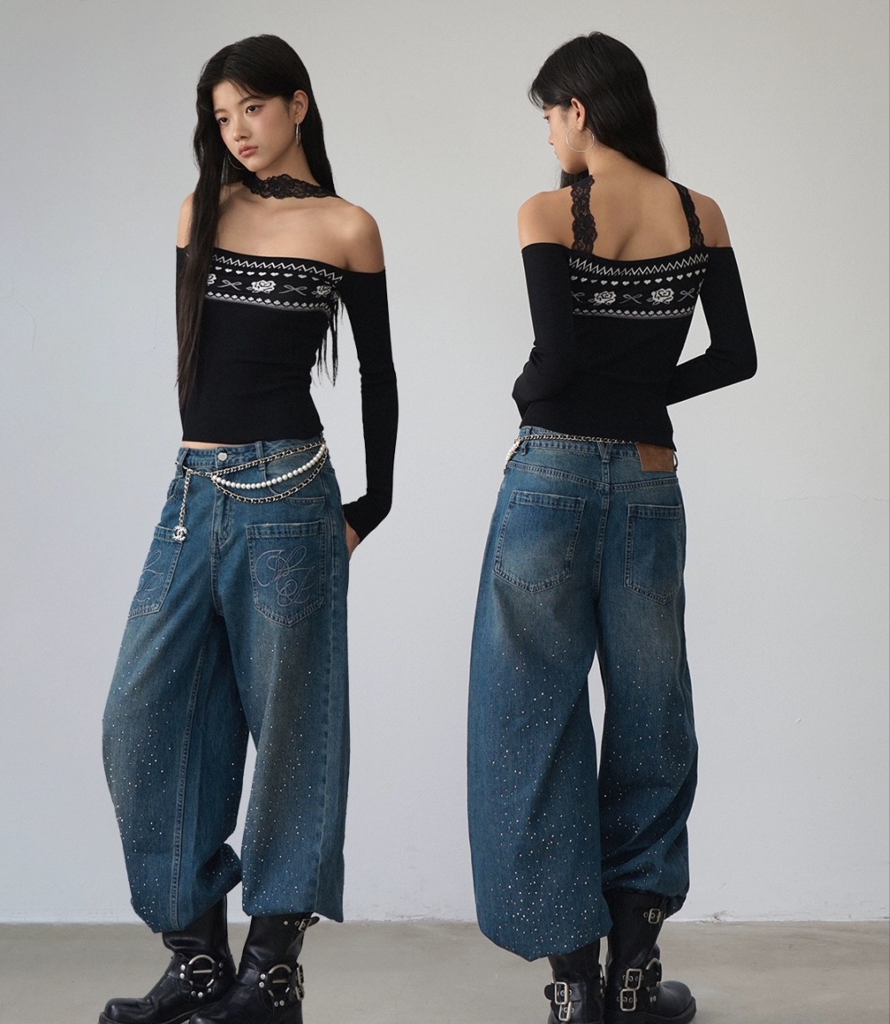 Halter wear tops mixed colors sweater for women
