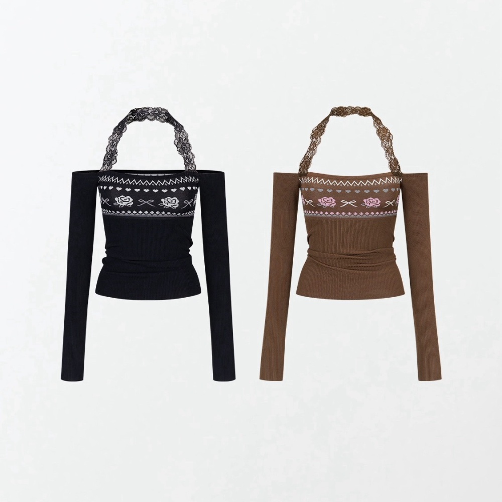 Halter wear tops mixed colors sweater for women