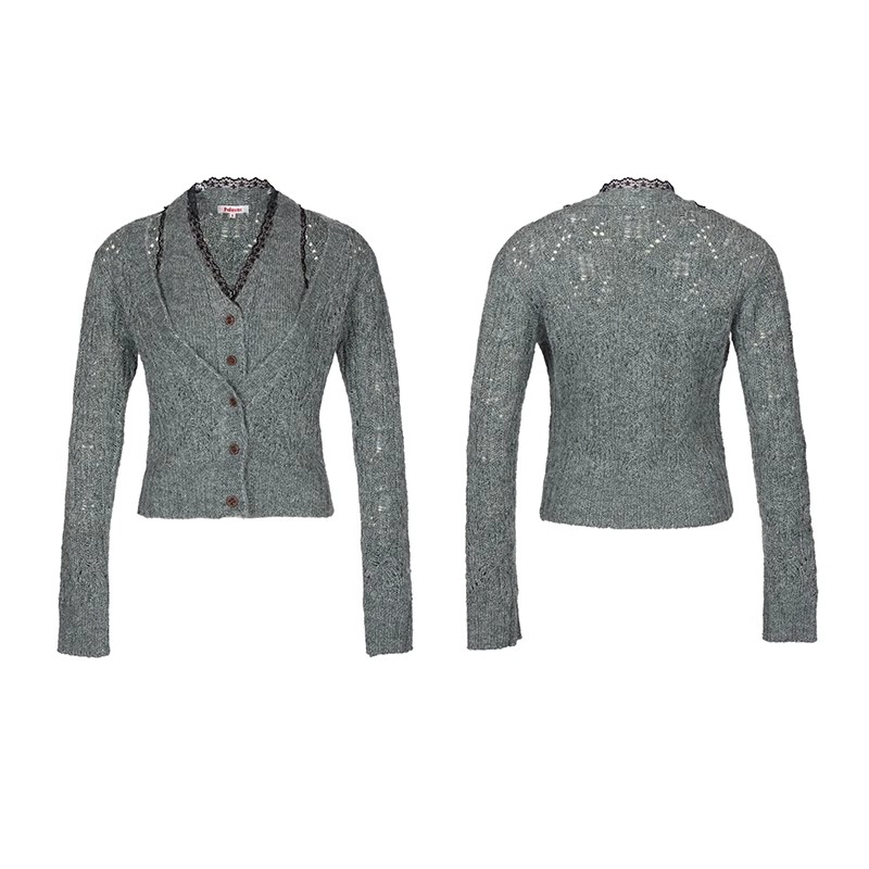 Splice France style sweater Pseudo-two cardigan