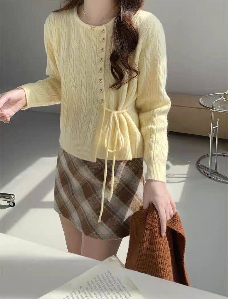 Lazy sweater knitted cardigan for women