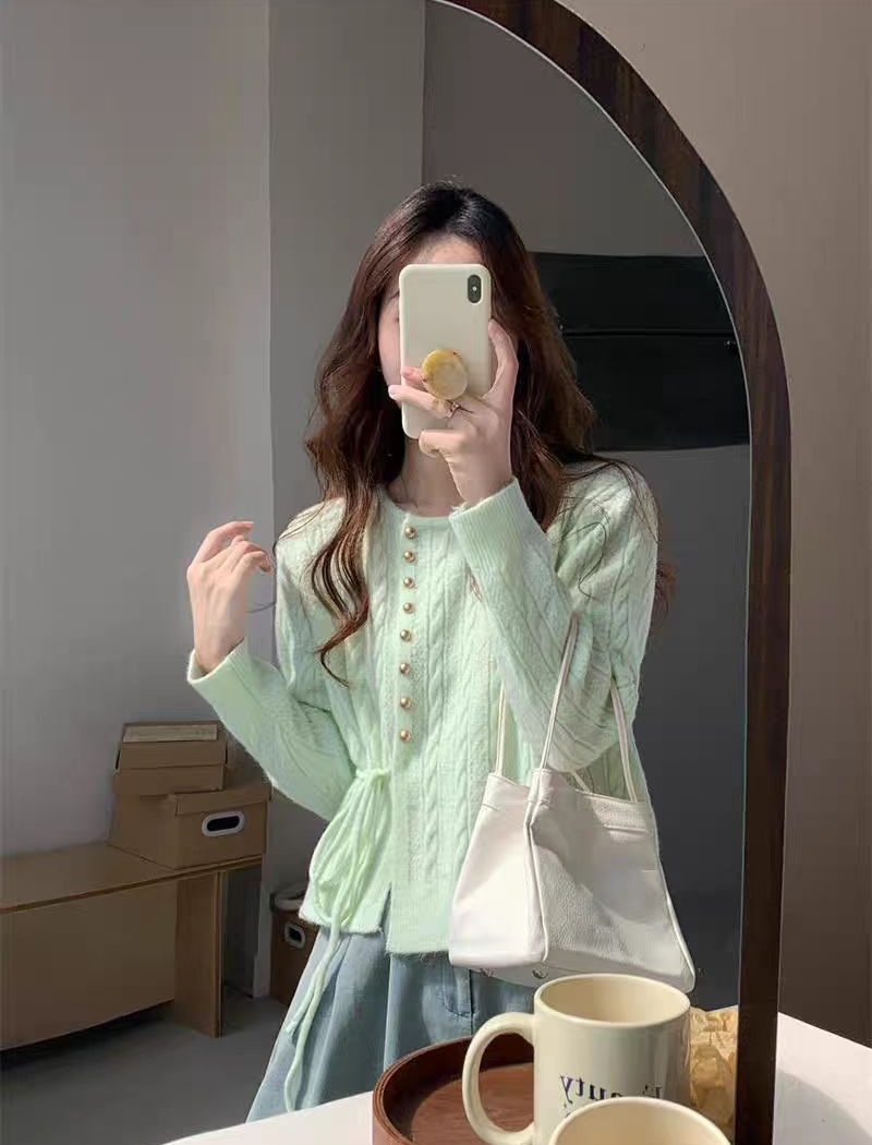 Lazy sweater knitted cardigan for women