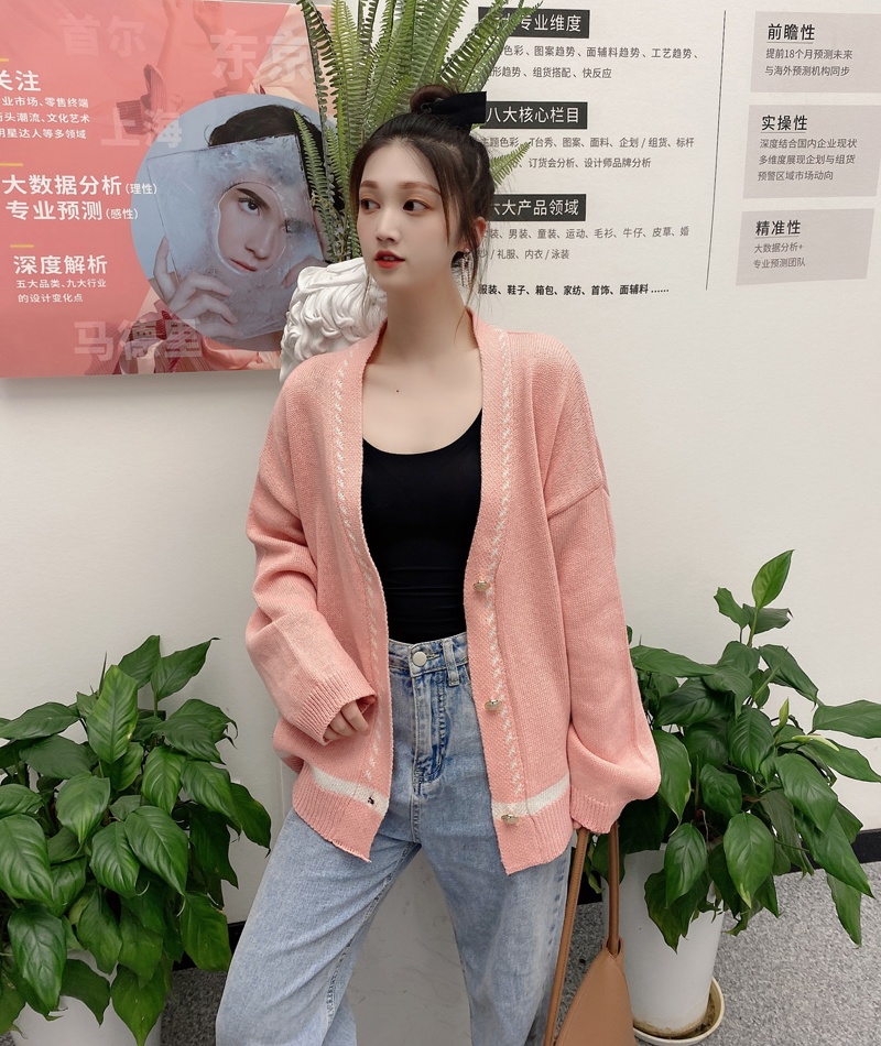 Knitted loose sweater chanelstyle cardigan