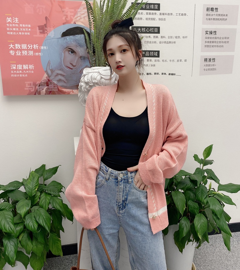 Knitted loose sweater chanelstyle cardigan