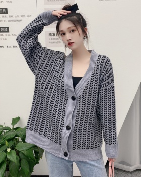 Long sleeve knitted jacket Korean style cardigan for women