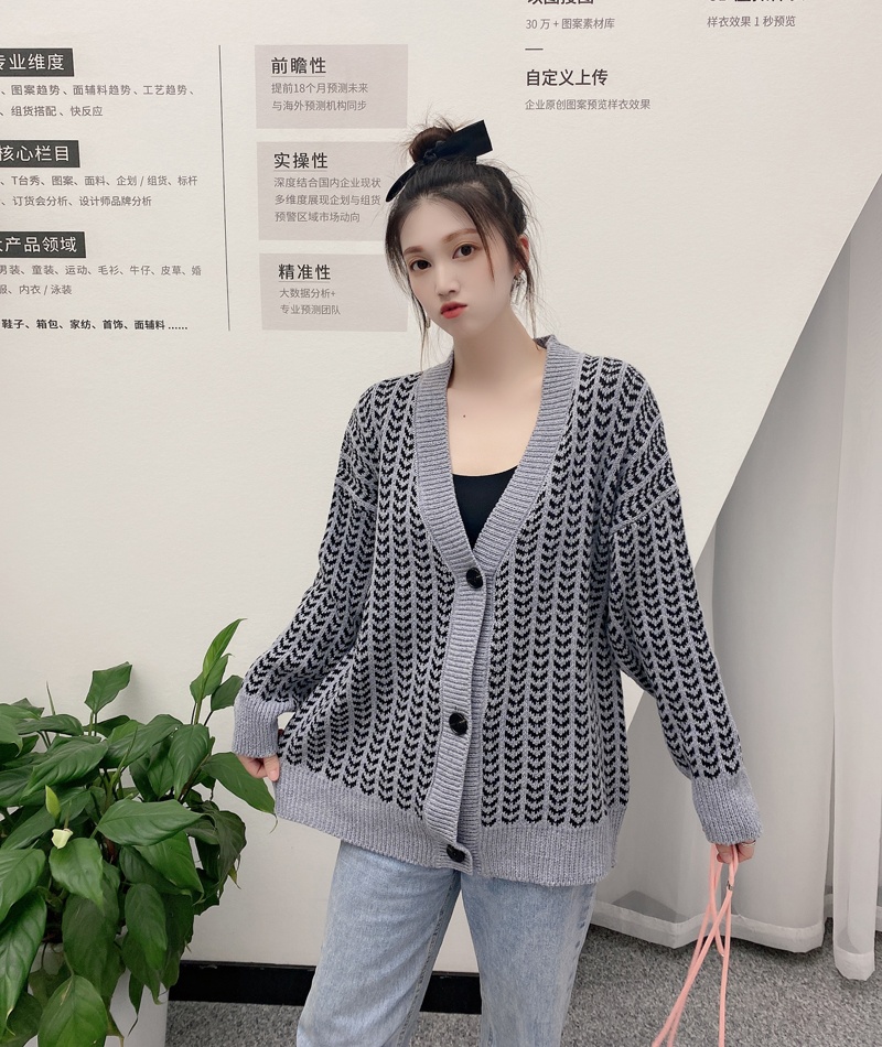Long sleeve knitted jacket Korean style cardigan for women