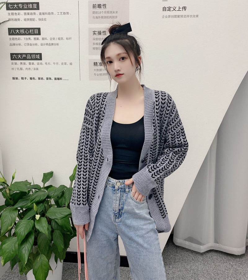 Long sleeve knitted jacket Korean style cardigan for women