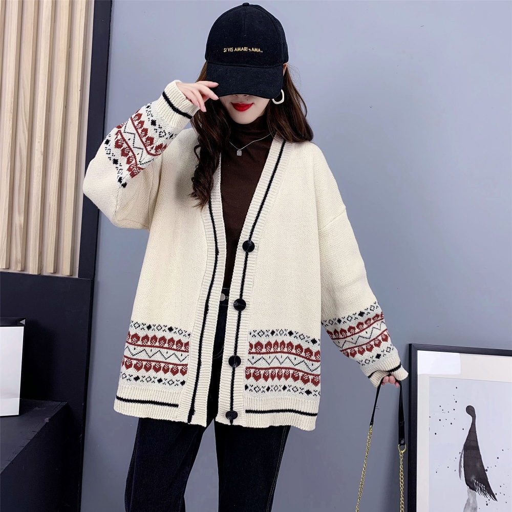 Western style long sweater loose coat for women