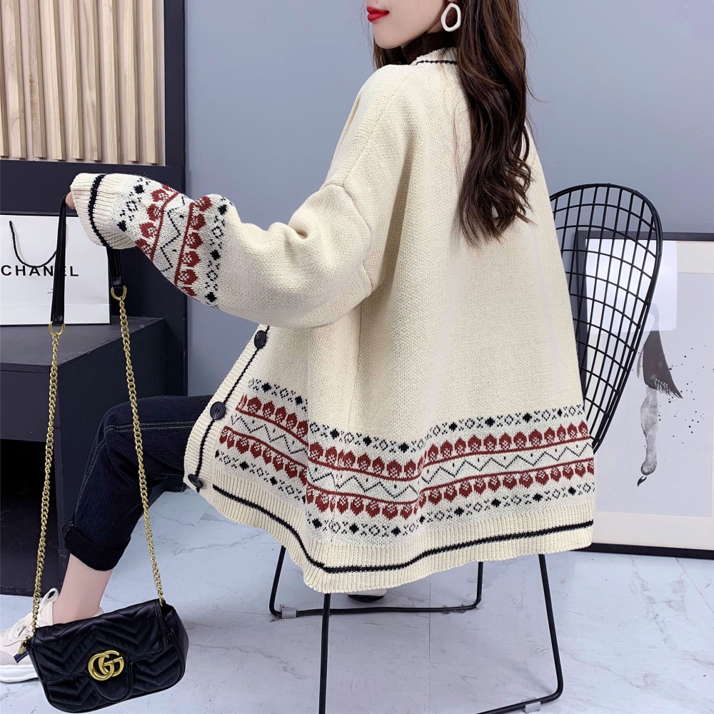 Western style long sweater loose coat for women