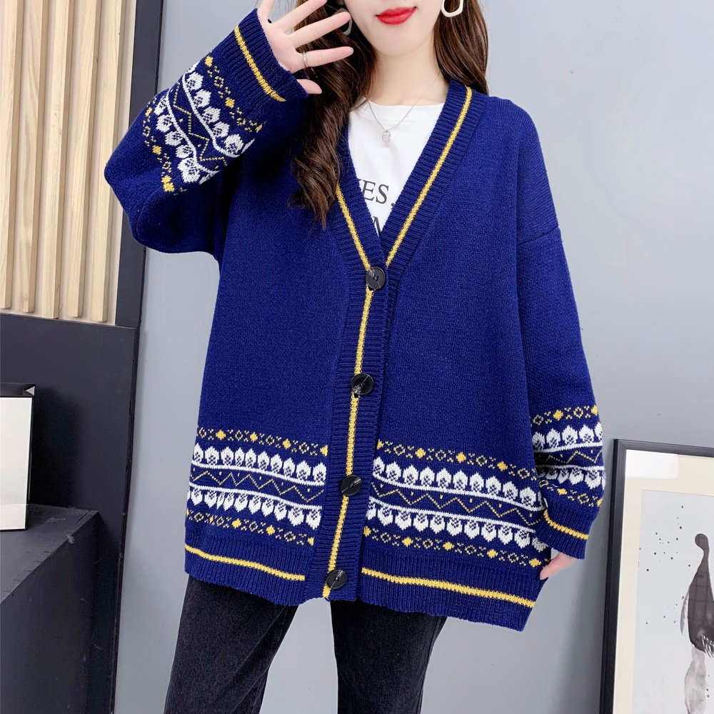 Western style long sweater loose coat for women