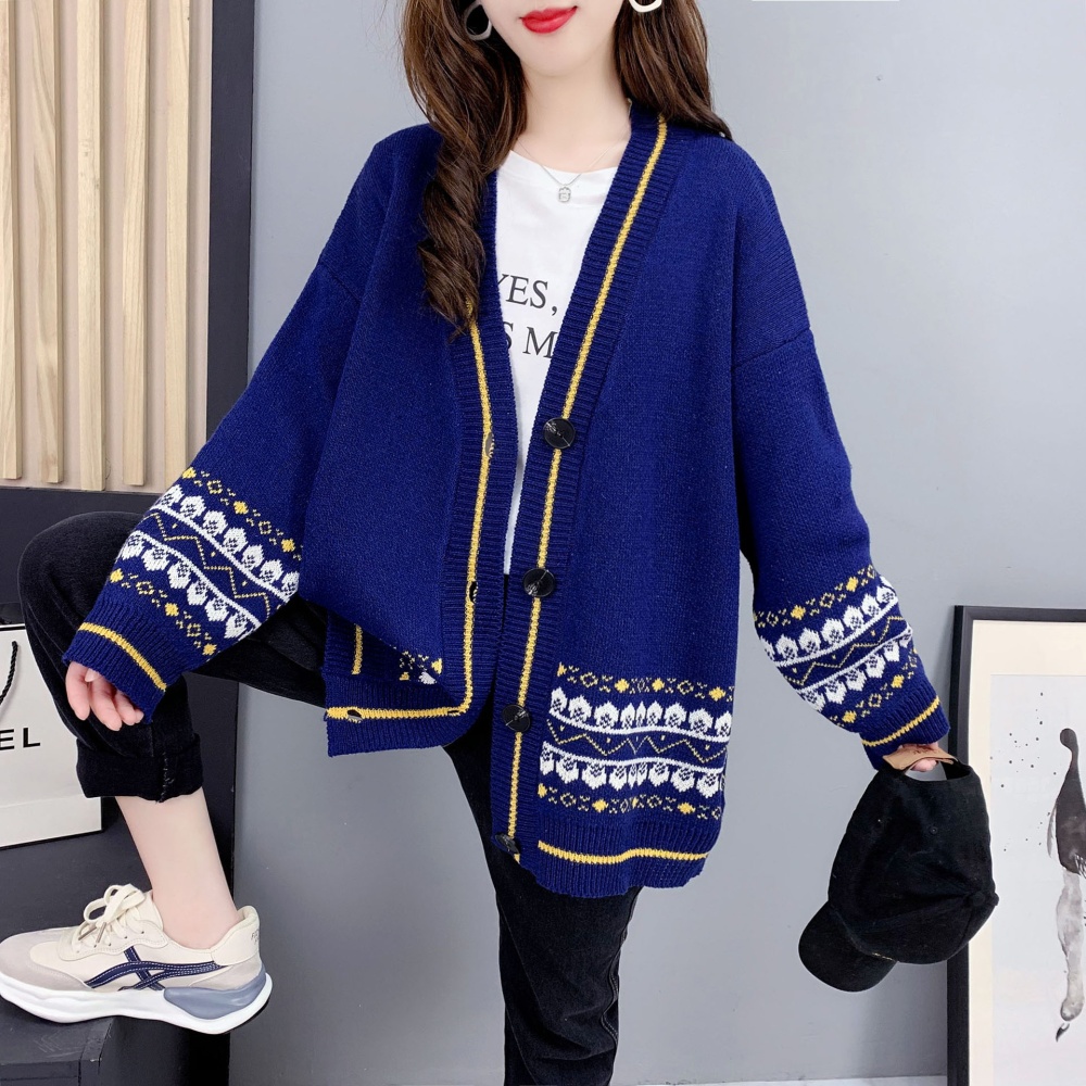 Western style long sweater loose coat for women