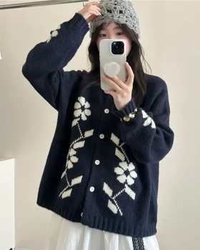 Art Korean style coat retro flowers sweater