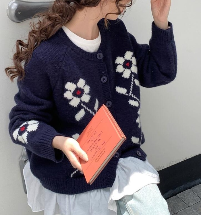Art Korean style coat retro flowers sweater