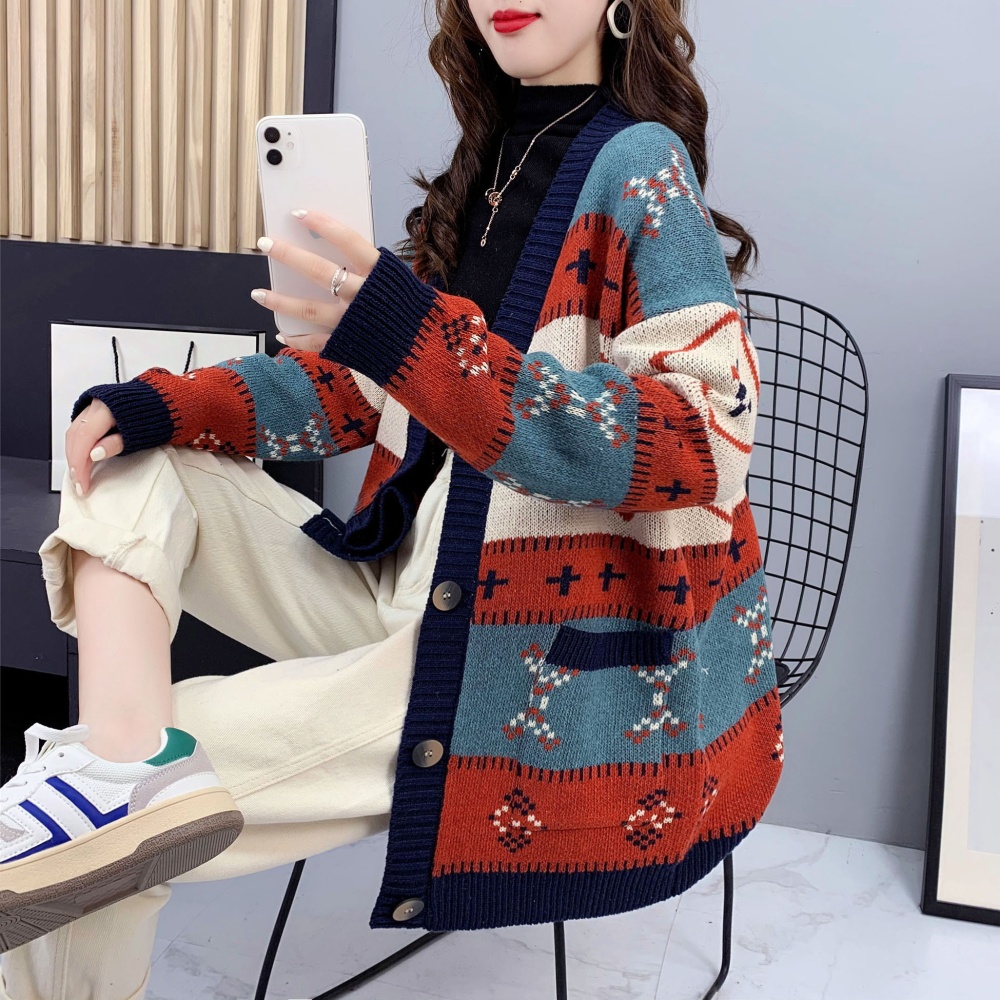 Small fellow long sweater Korean style cardigan for women