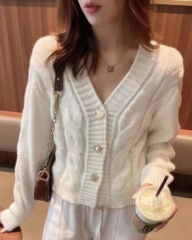 Western style V-neck tops twist Casual sweater for women