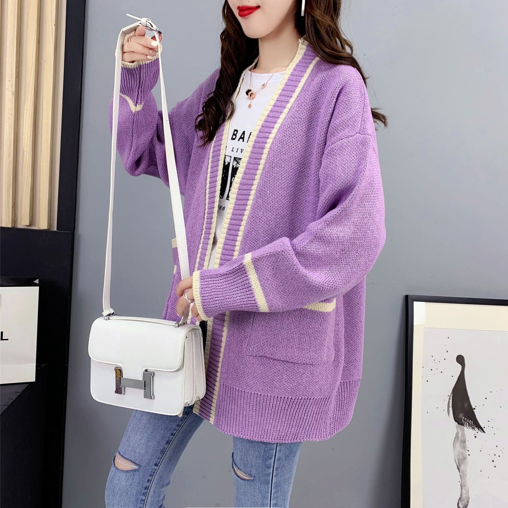Korean style pocket cardigan fashion coat for women