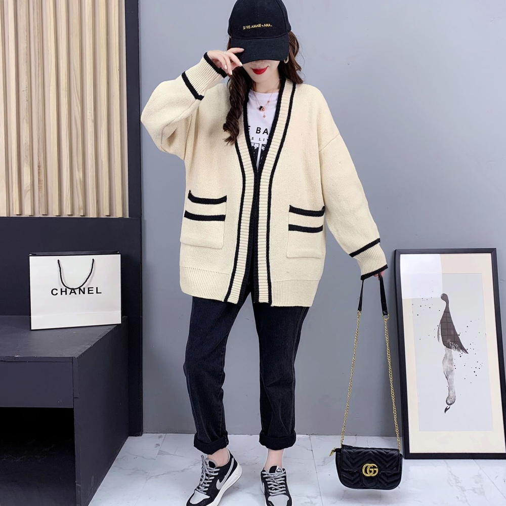 Korean style pocket cardigan fashion coat for women