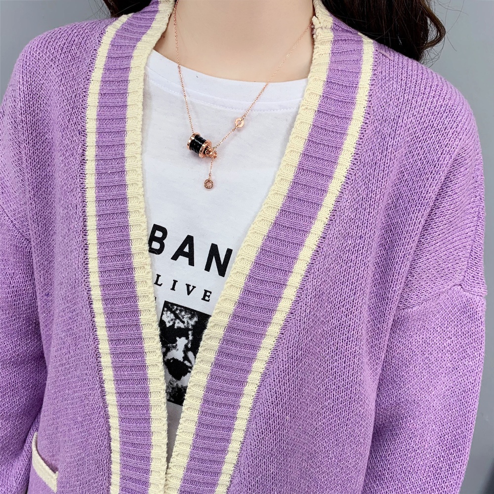 Korean style pocket cardigan fashion coat for women