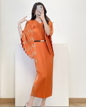 Slim belt stereoscopic long dress for women