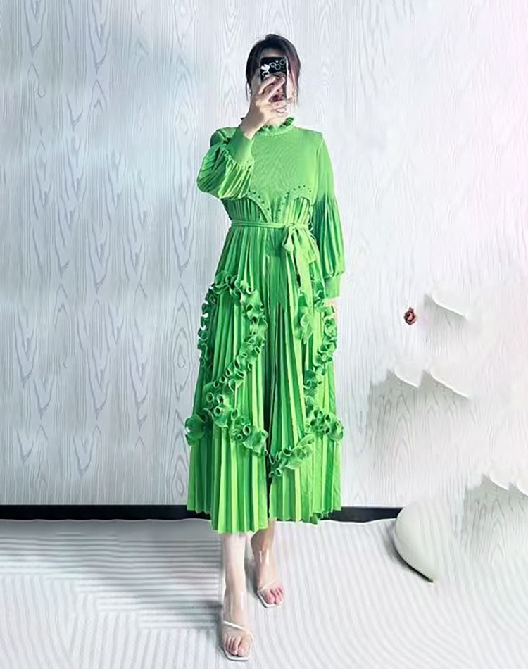 Court style European style dress wood ear long dress