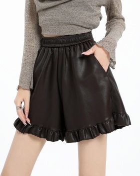 Autumn and winter wide leg pants PU pants for women