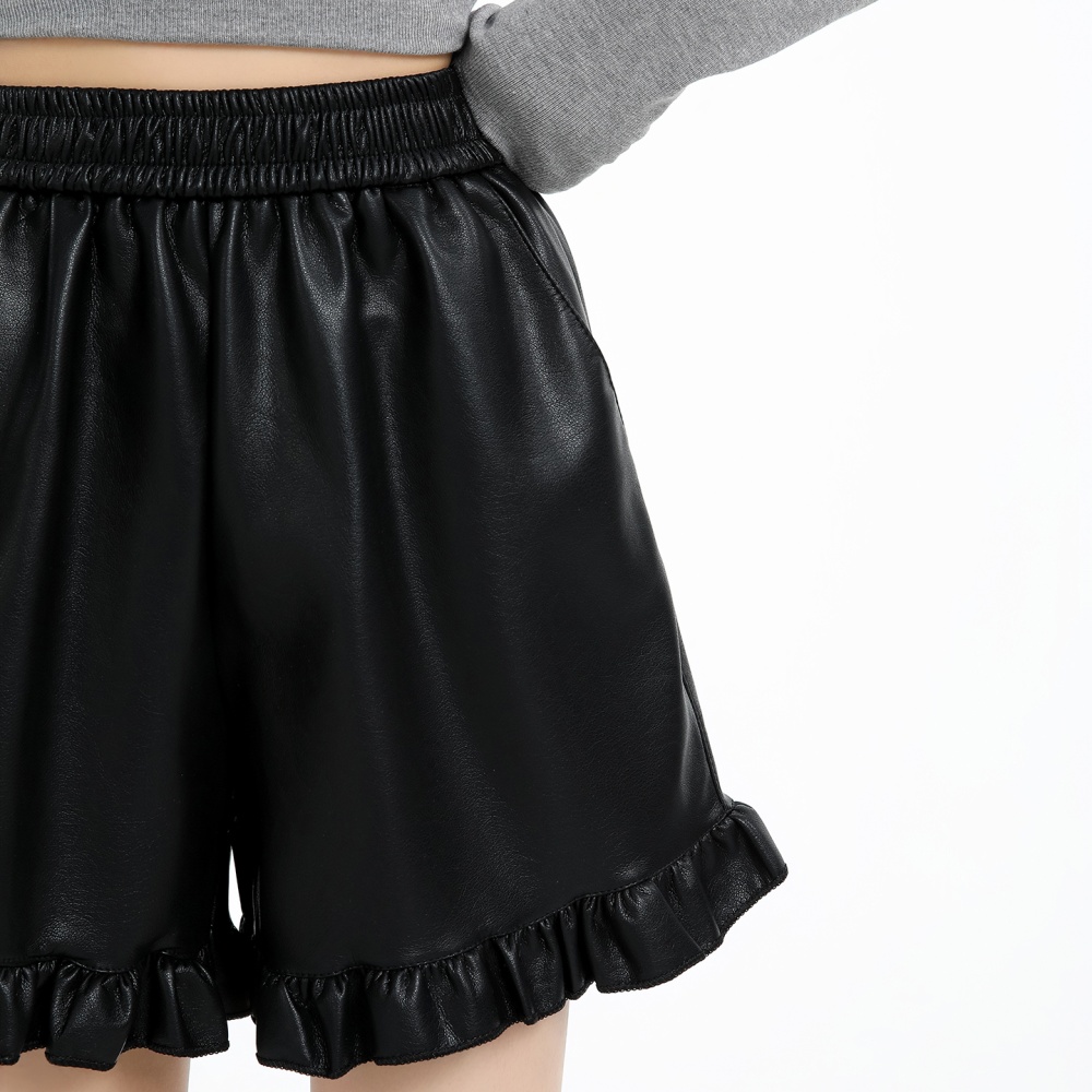Autumn and winter wide leg pants PU pants for women