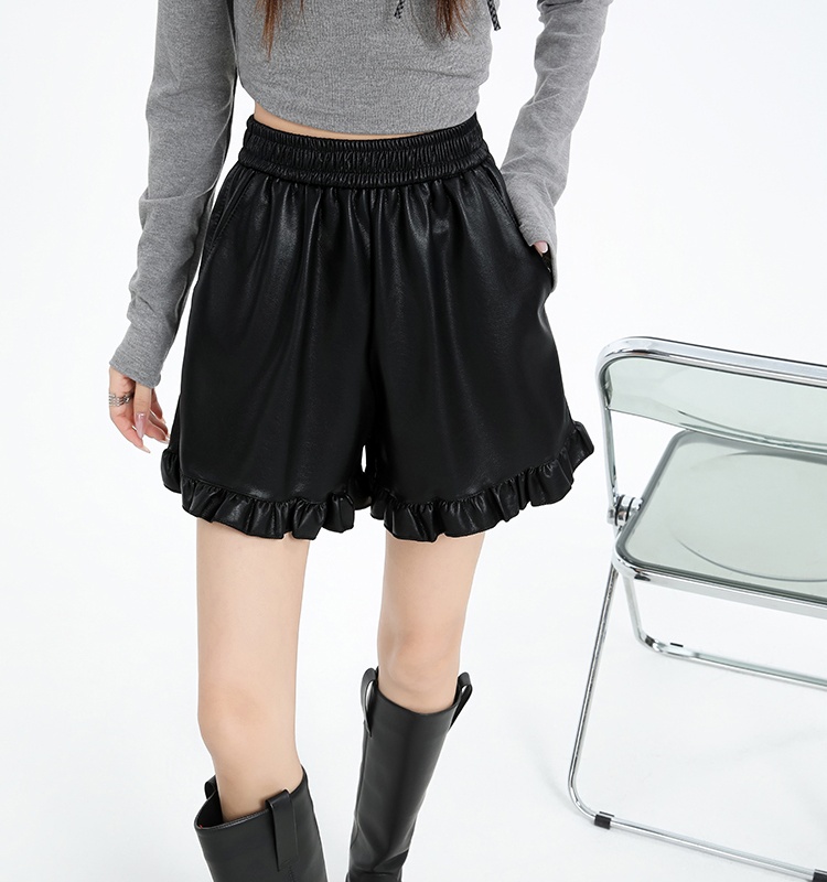 Autumn and winter wide leg pants PU pants for women