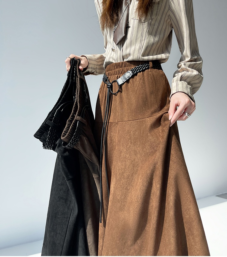 Suede irregular big skirt skirt for women