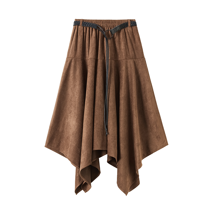 Suede irregular big skirt skirt for women