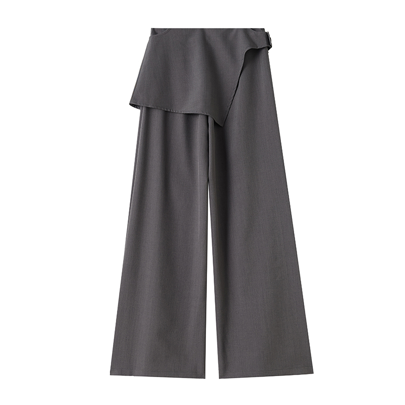Straight gray pants mopping wide leg pants for women