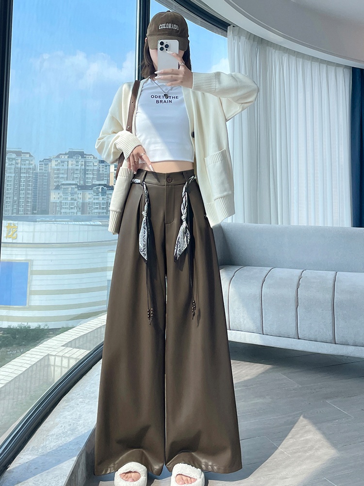 All-match loose wide leg pants high waist long pants for women