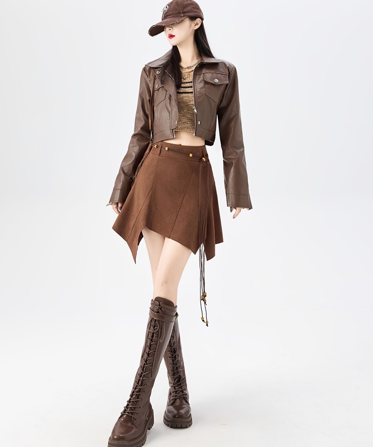 Autumn and winter slim skirt suede short skirt