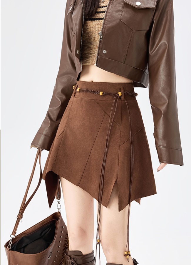 Autumn and winter slim skirt suede short skirt