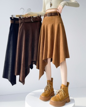 Retro autumn and winter A-line irregular skirt for women