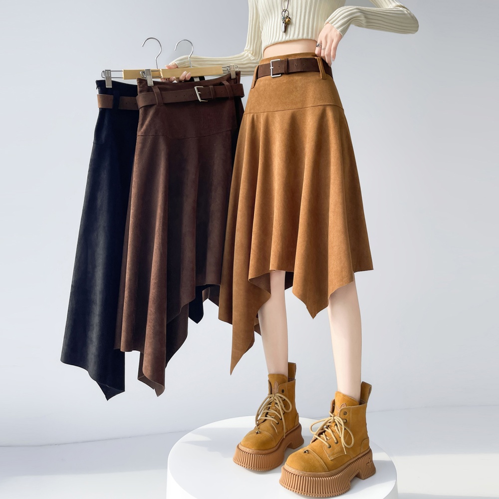 Retro autumn and winter A-line irregular skirt for women