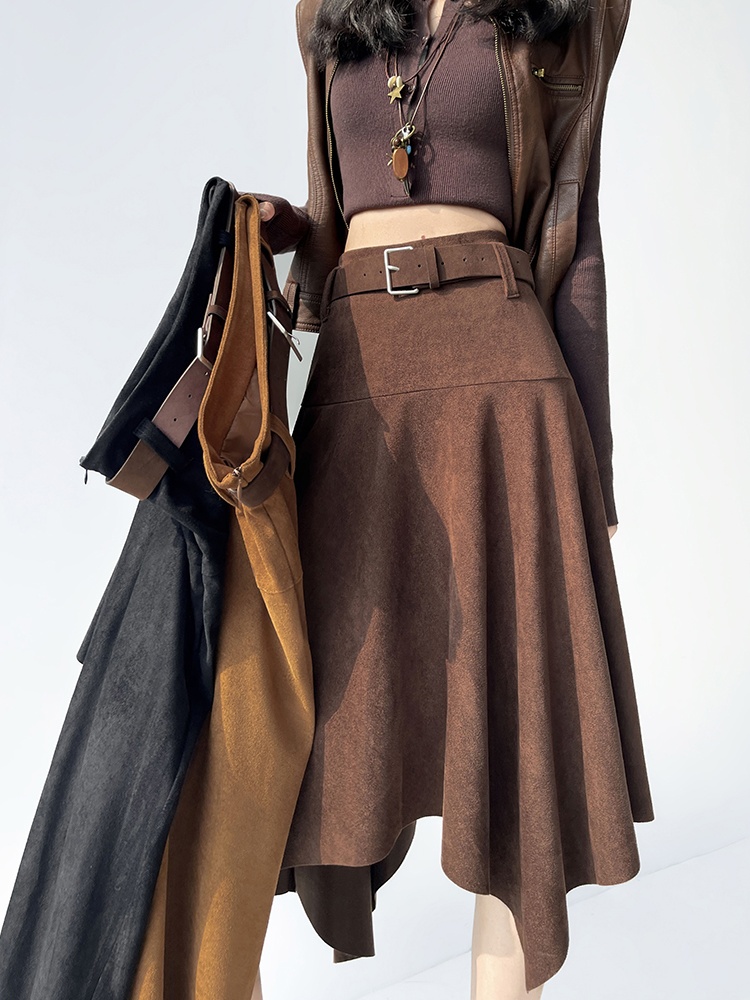 Retro autumn and winter A-line irregular skirt for women
