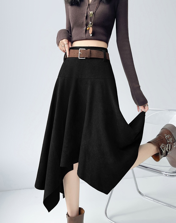 Retro autumn and winter A-line irregular skirt for women