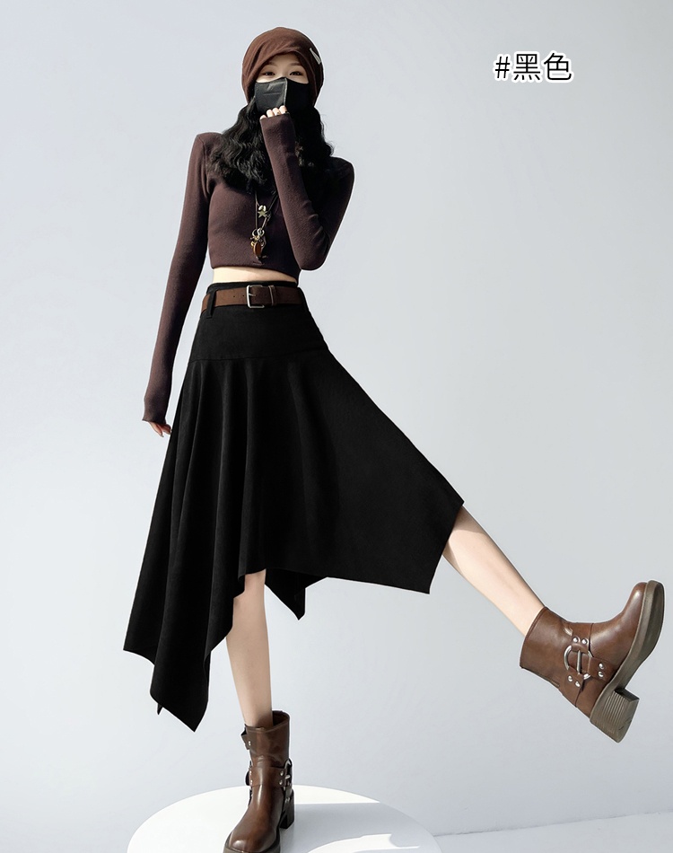 Retro autumn and winter A-line irregular skirt for women