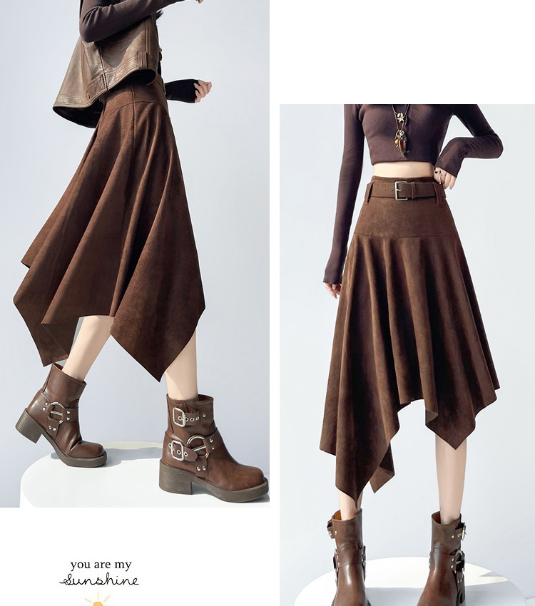 Retro autumn and winter A-line irregular skirt for women